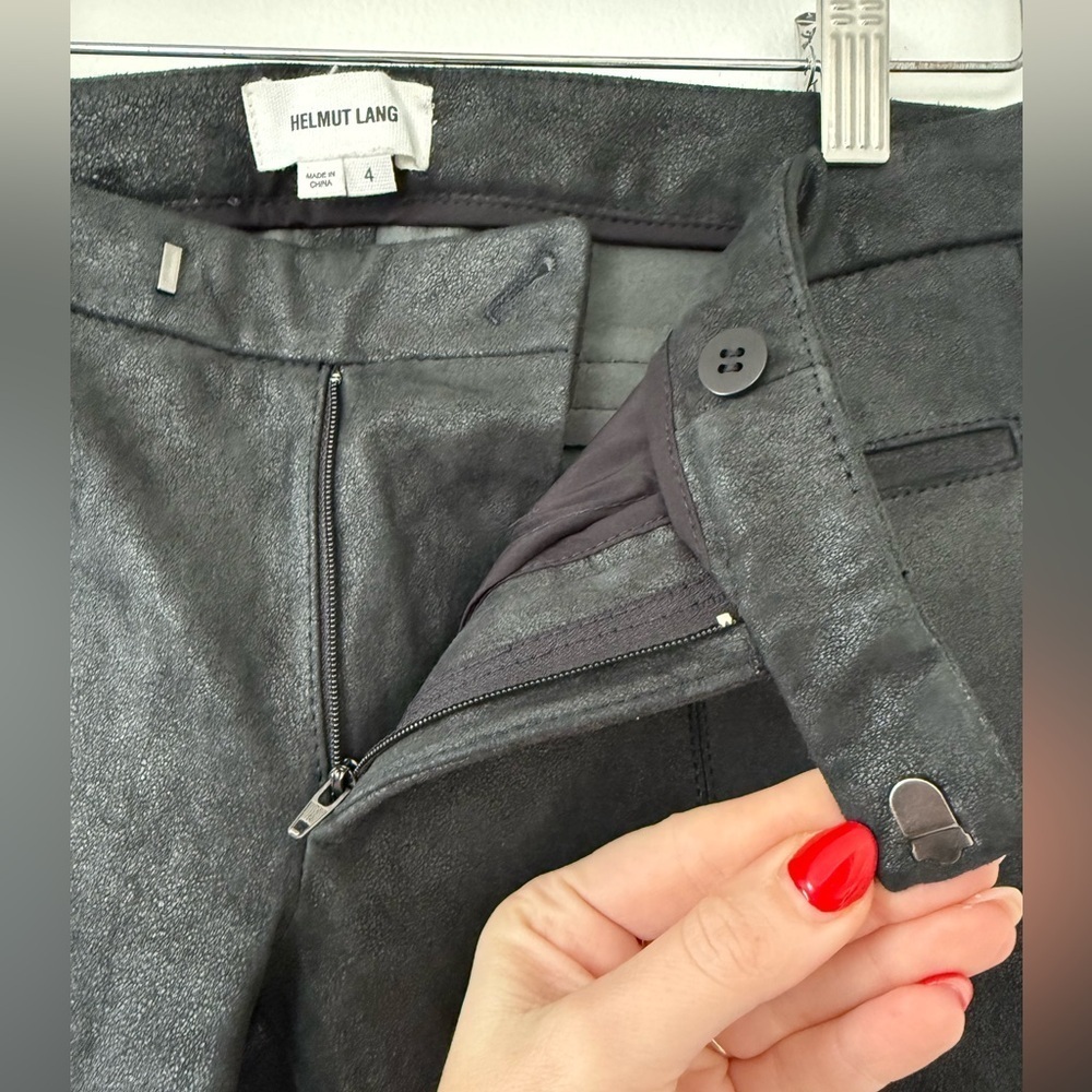 HELMUT LANG 100% Lamb Leather Patina Stretch Pants Black Size 4 - Picture 4 of 7
